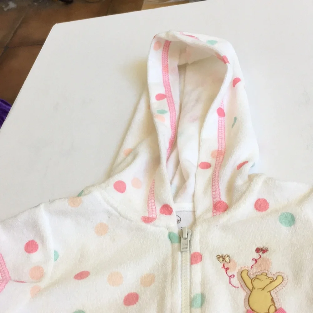 FINAL MARKDOWN Disney classic Pooh terry hooded romper 3-6 months